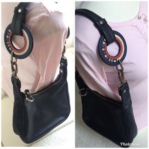 Diesel Vintage Rare Logo Rings Blue Leather Purse